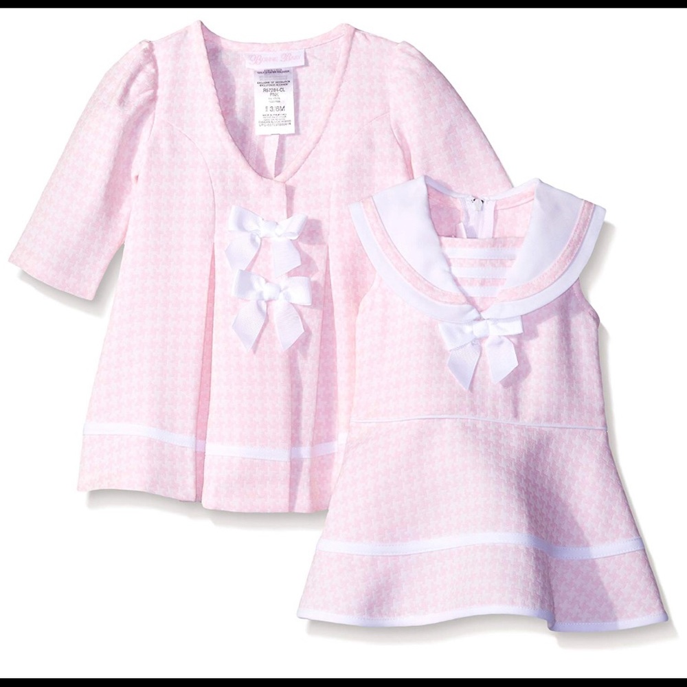 Girls' 2 Piece Check Sailor Dress & Coat Set